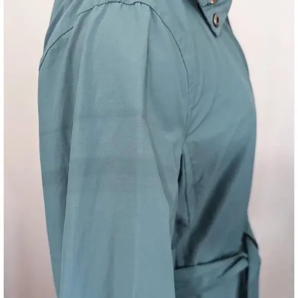 Eileen Fisher Jacket Teal Green Lightweight Belt Trench Misses Size XS Flaws - Picture 4 of 10
